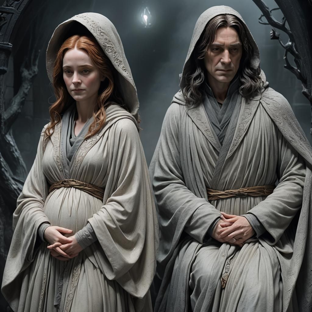 Pregnant Woman Protected in Ethereal 3D Render