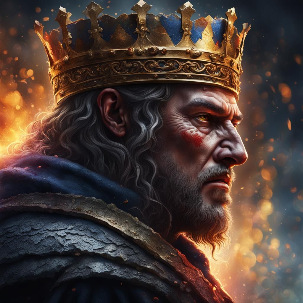 Middle Ages King in Hyperrealistic Splash Art