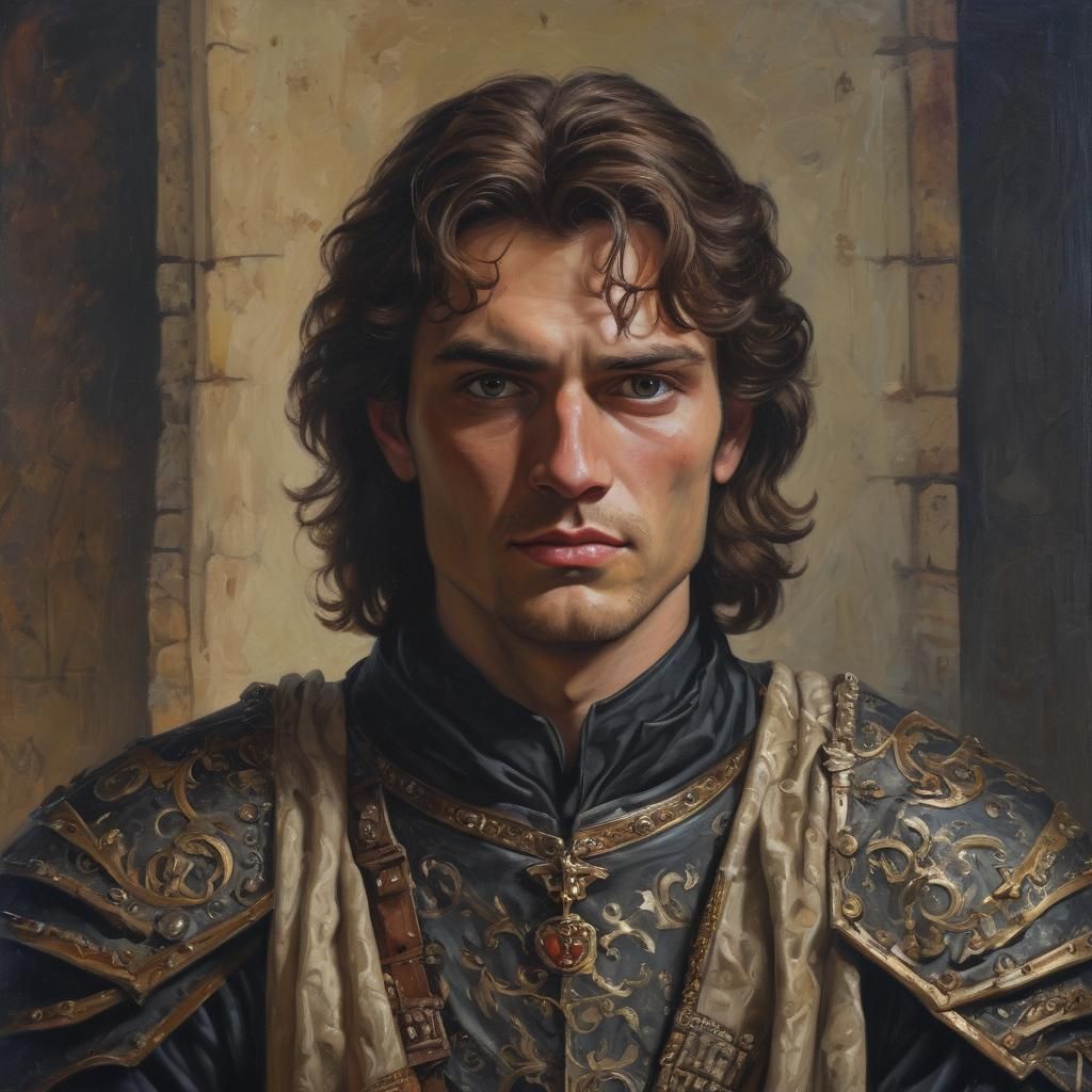 Medieval Evil Prince Portrait in Oil Painting Style