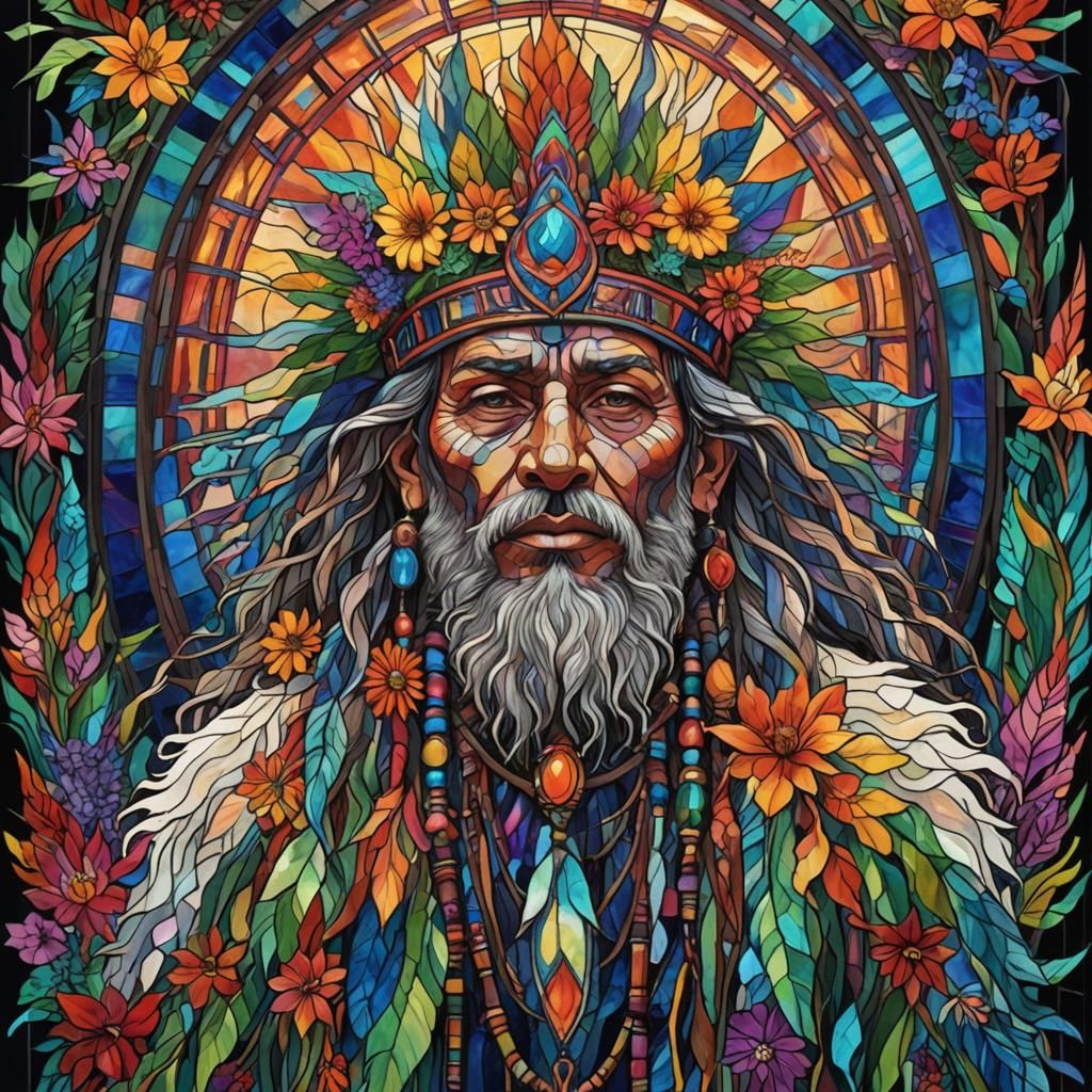 Stained glass shaman
