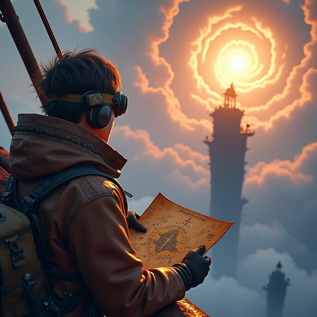 Pilot and Floating Islands: Fantasy Concept Art