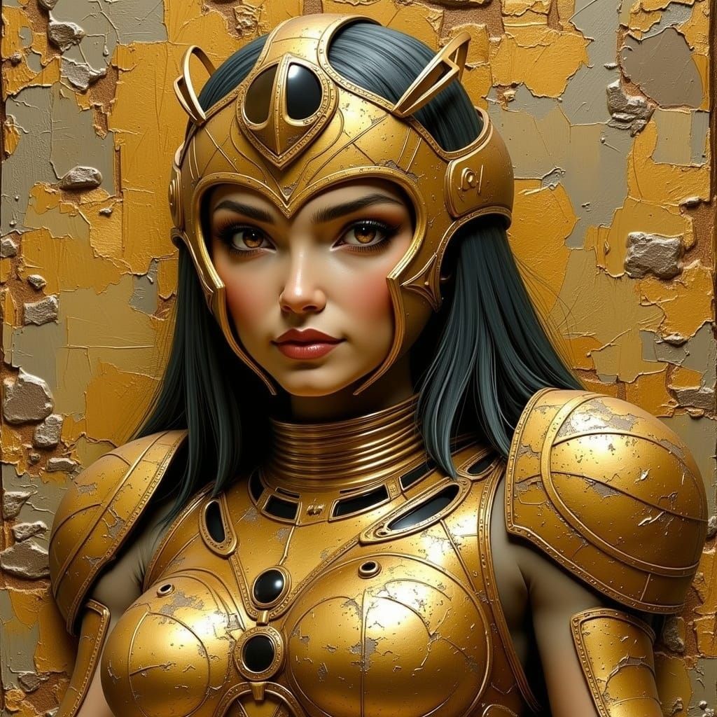 Cleopatra in Gold Exosuit Armor, Naive Art