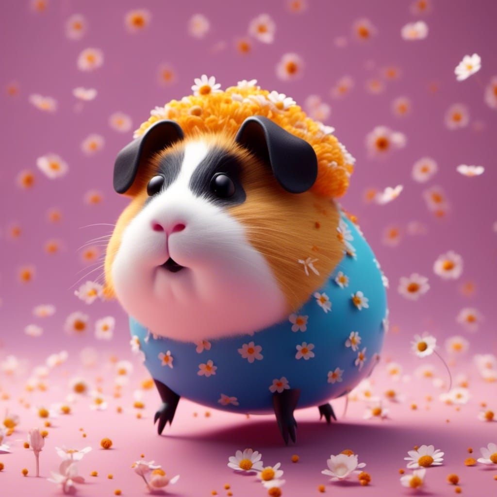 Potato Guinea Pig in Daisy Field