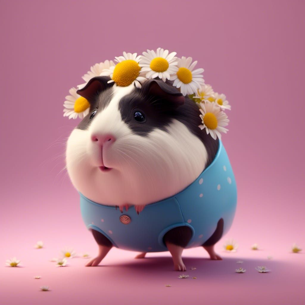 Potato Guinea Pig in Daisy Field
