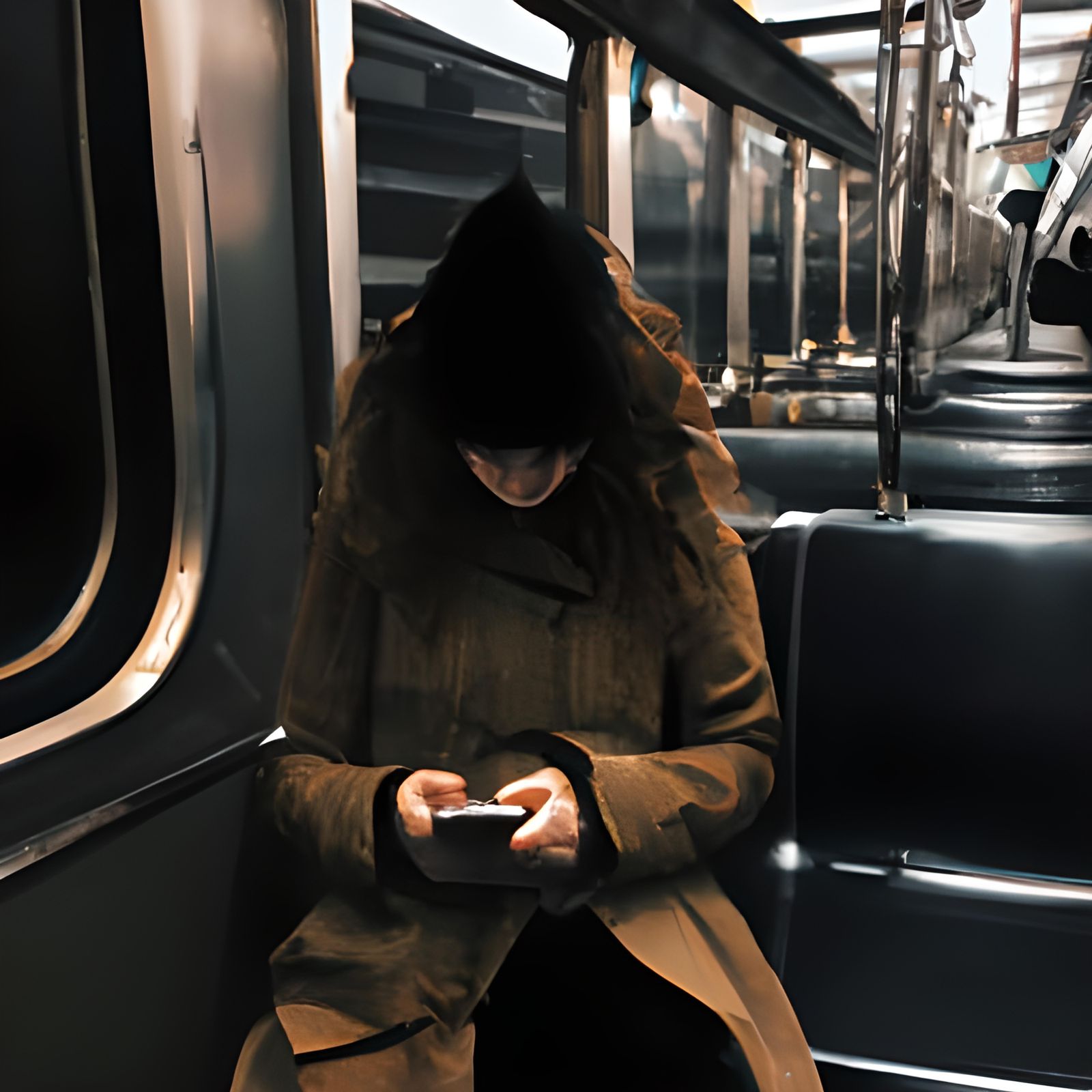 Sinister Subway Encounter in Dark Fantasy Style