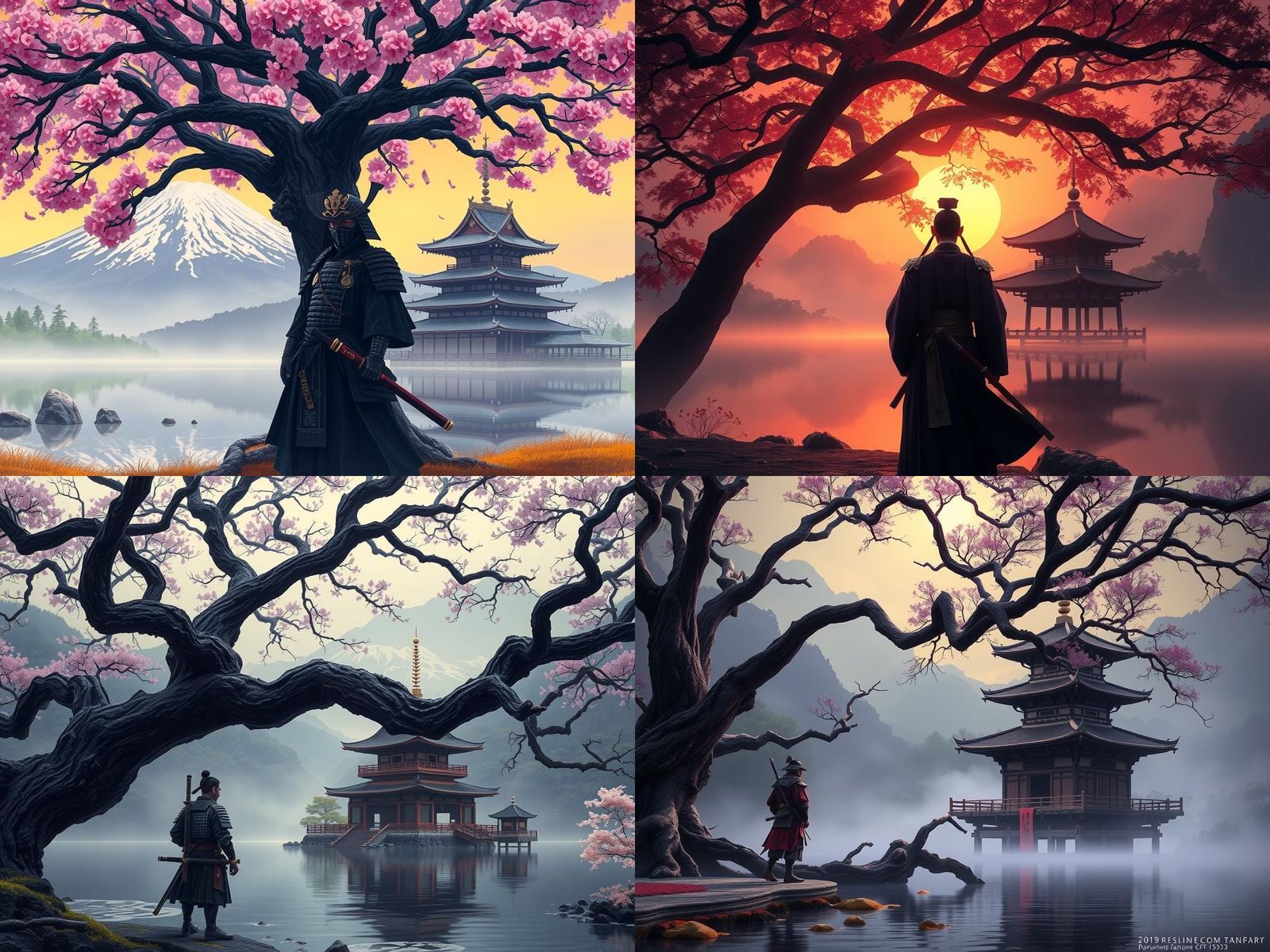 Samurai Under Tree: Dark Fantasy Concept Art