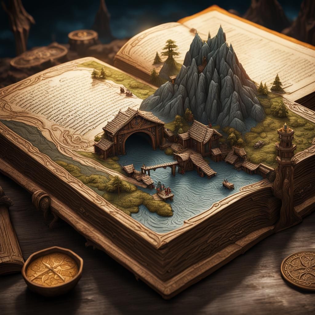 The Hobbit Characters Carved in Book: Detailed Matte Paintin...
