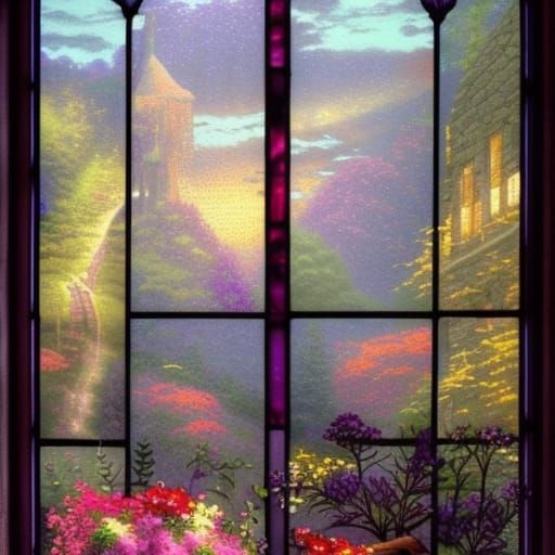 Stained Glass Window and Cozy Window Seat