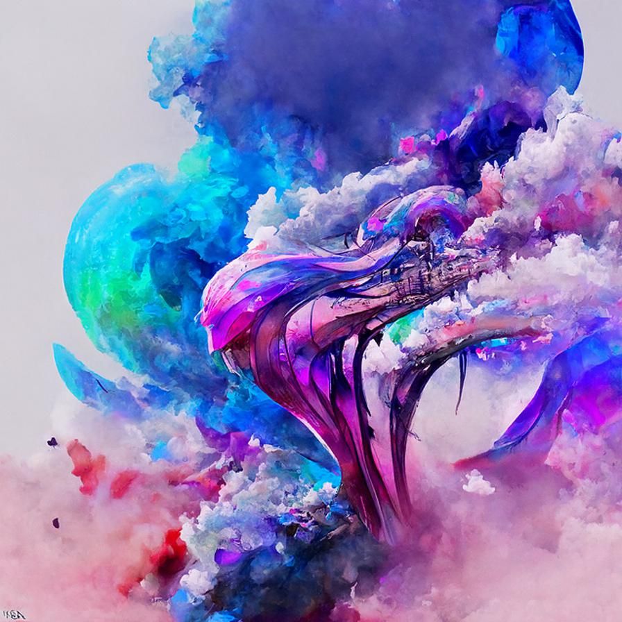 Abstract Watercolor Ink Splash Cyberpunk Design