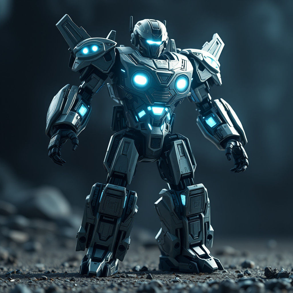 Futuristic Robot Action Figure in Sci-Fi Style