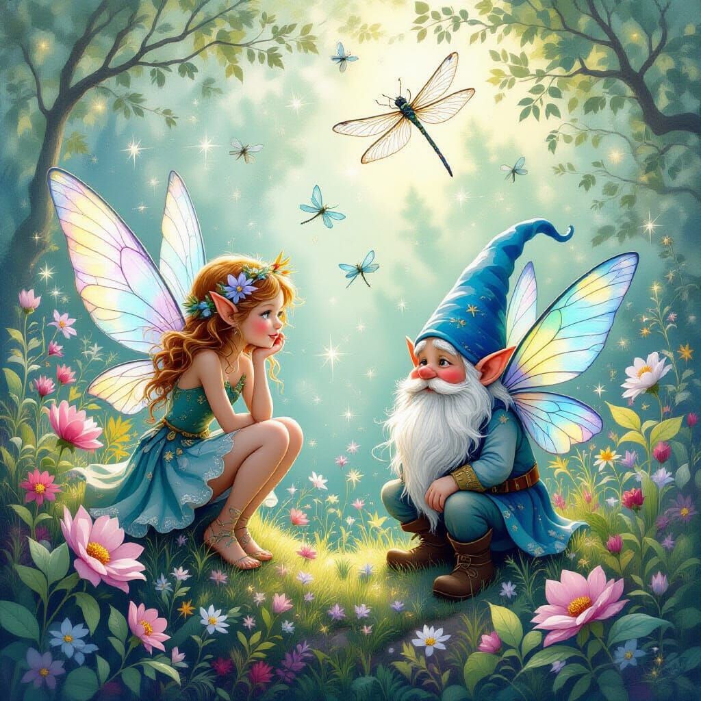 Fairies and Gnomes in Ethereal Fantasy Realm