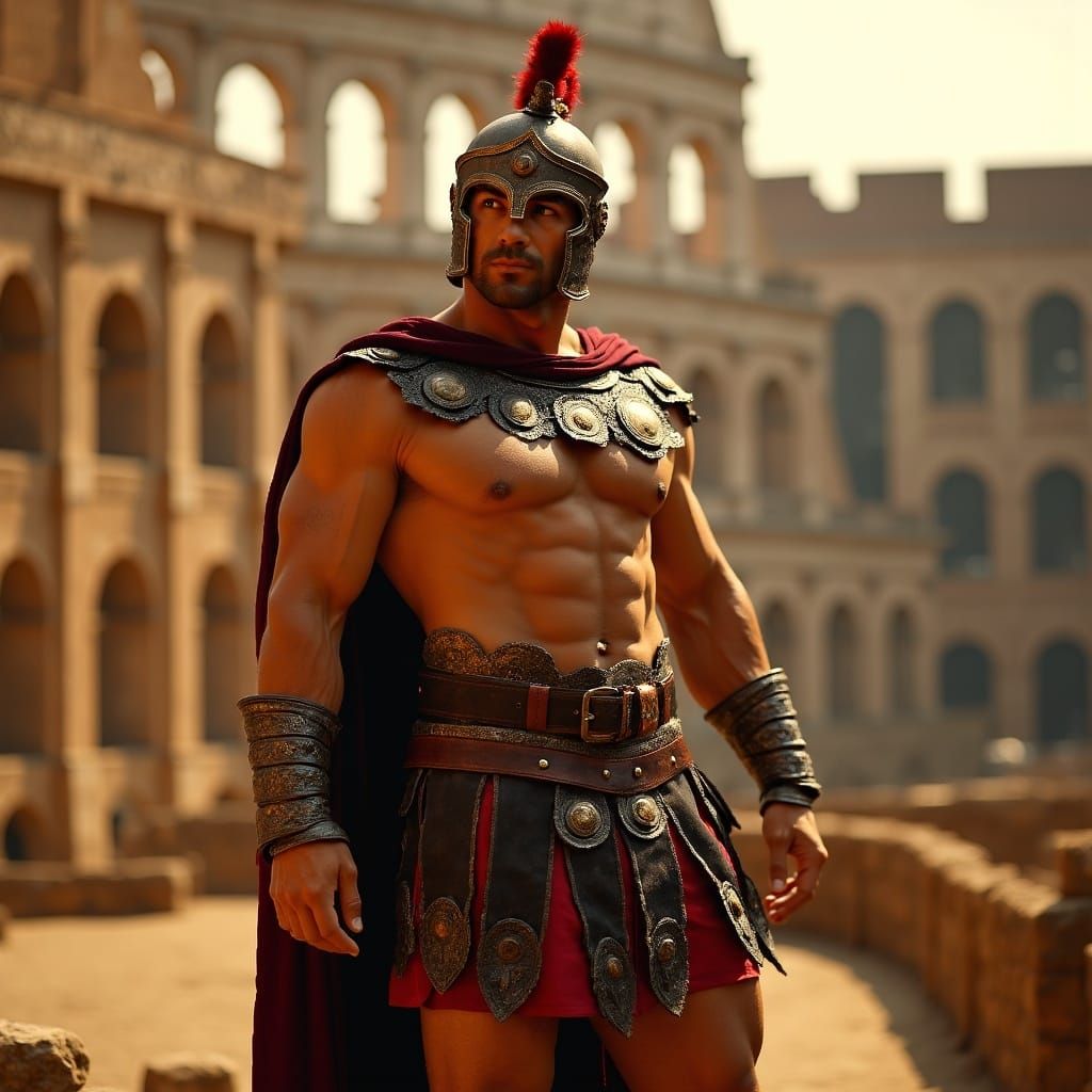 Gladiator in Roman Colosseum: Hyperrealistic Digital Art