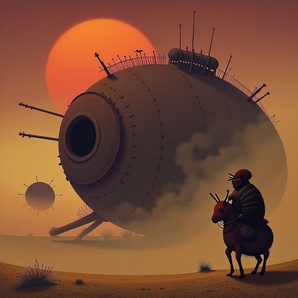 Post-Apocalyptic Samurai at Derelict Spaceship Sunset