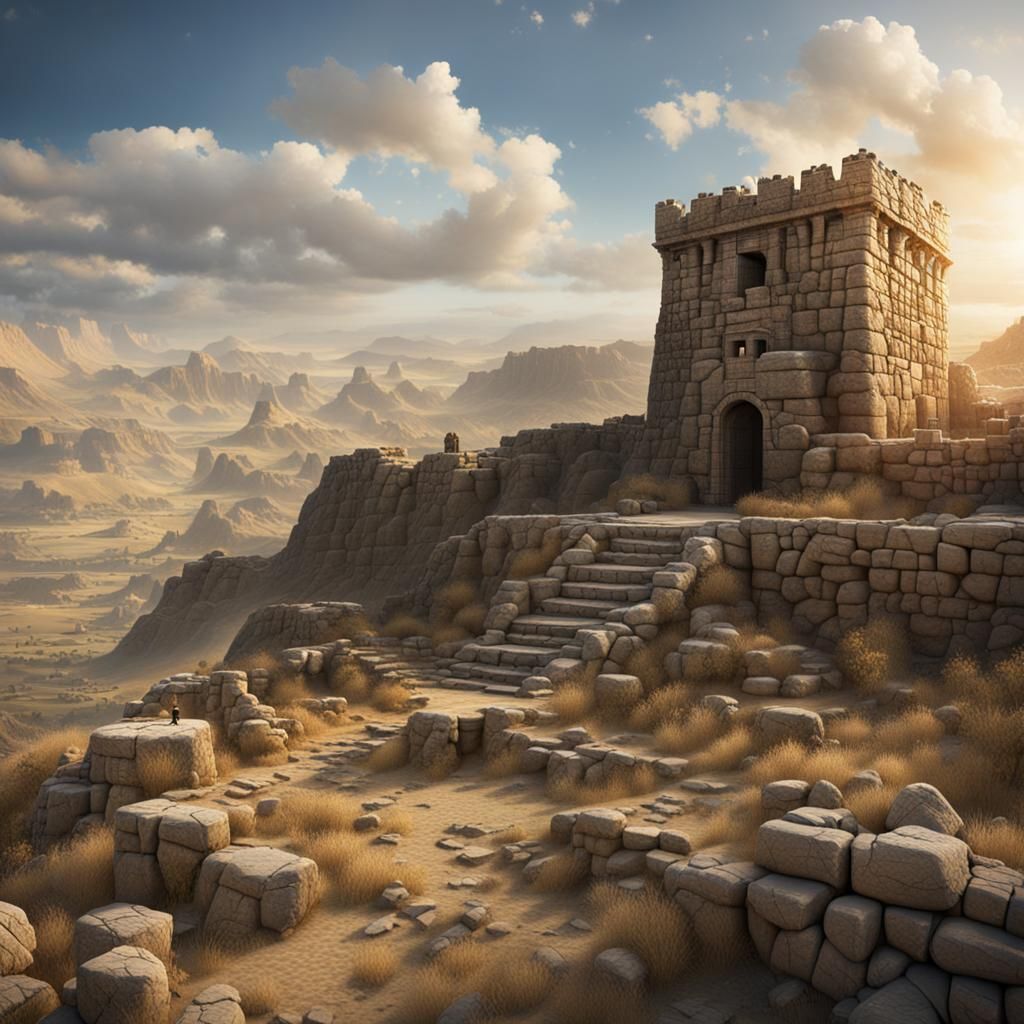 Ancient Jericho Watchtower: Detailed Matte Painting