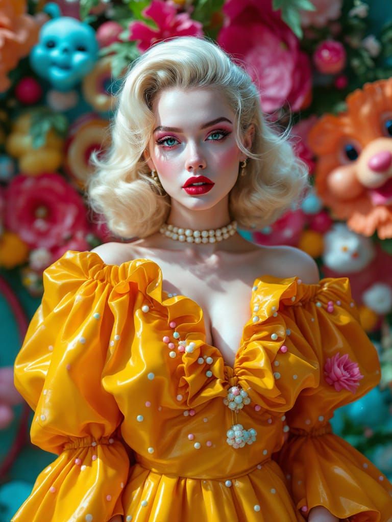 1950s Pin Up Woman in Vibrant, Hyper-Realistic Style