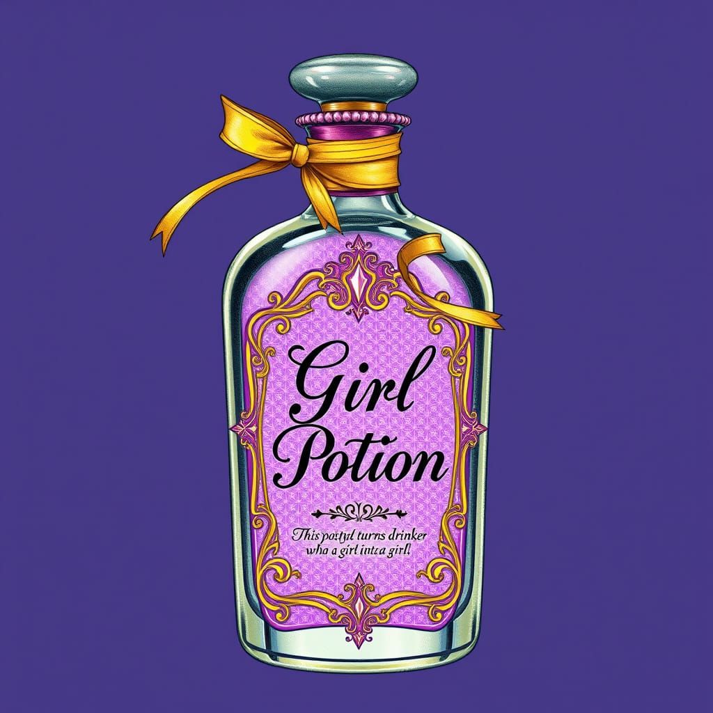 Whimsical Girl Potion Bottle in Vibrant Colors