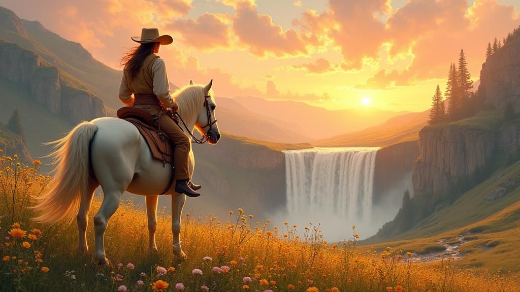 Equestrian Sunset Valley in Hudson River Style