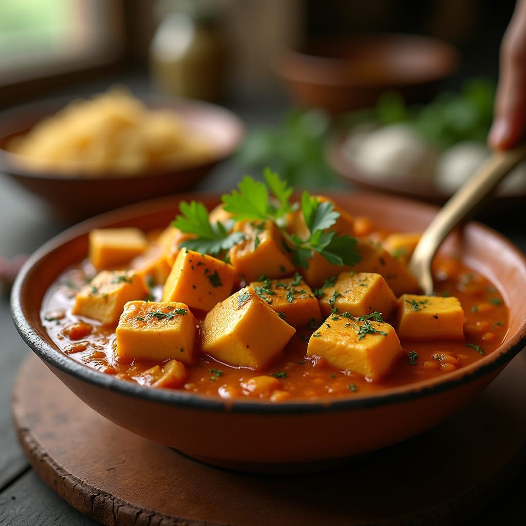 Vibrant Indian-Style Paneer Sabji in a Traditional Bowl