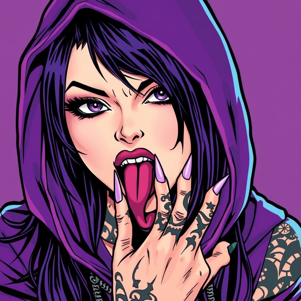 Goth Punk Goddess Unleashes Venom in Comic Book Style