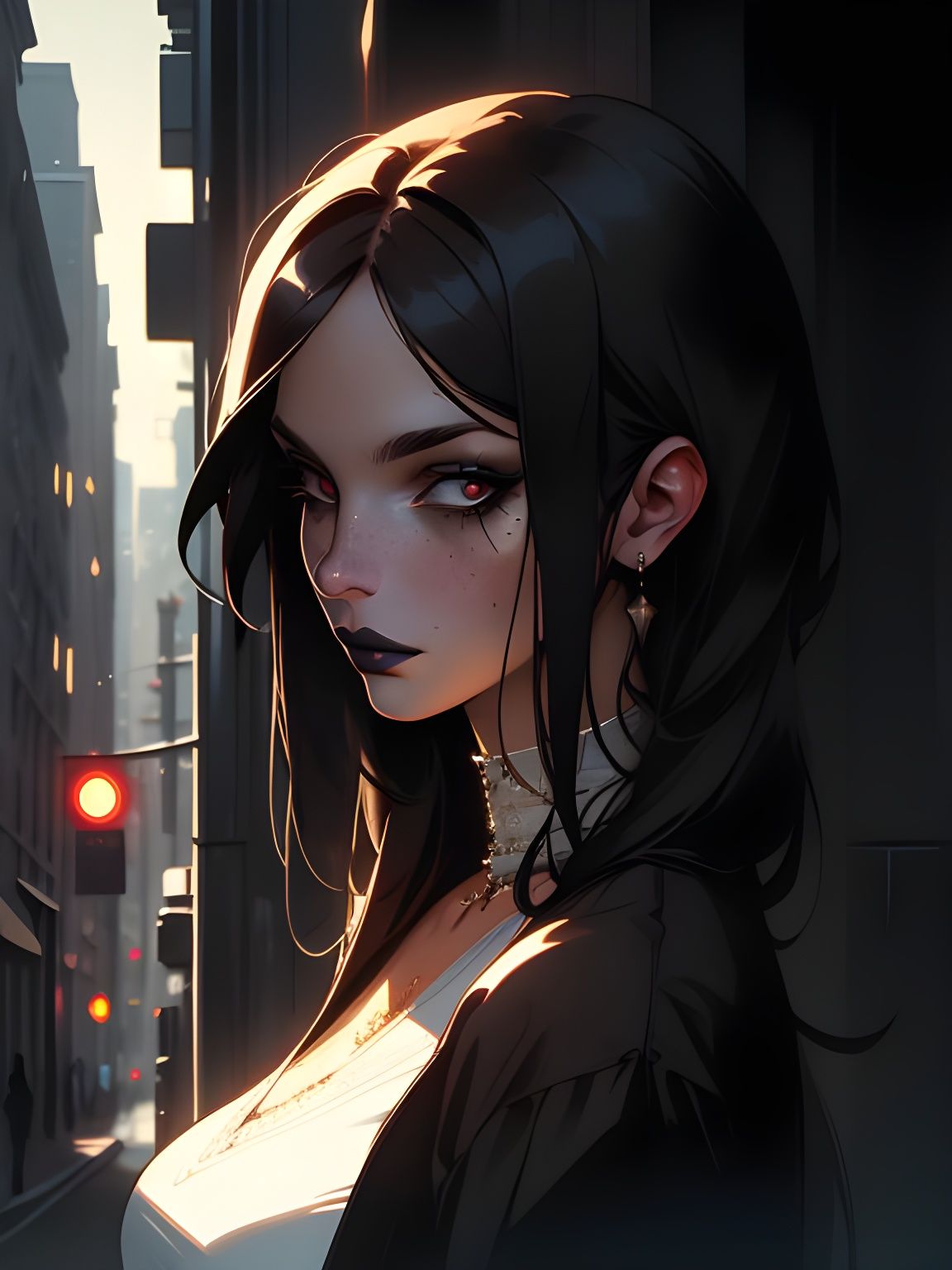 Cinematic Portrait of Woman with Gothic Makeup