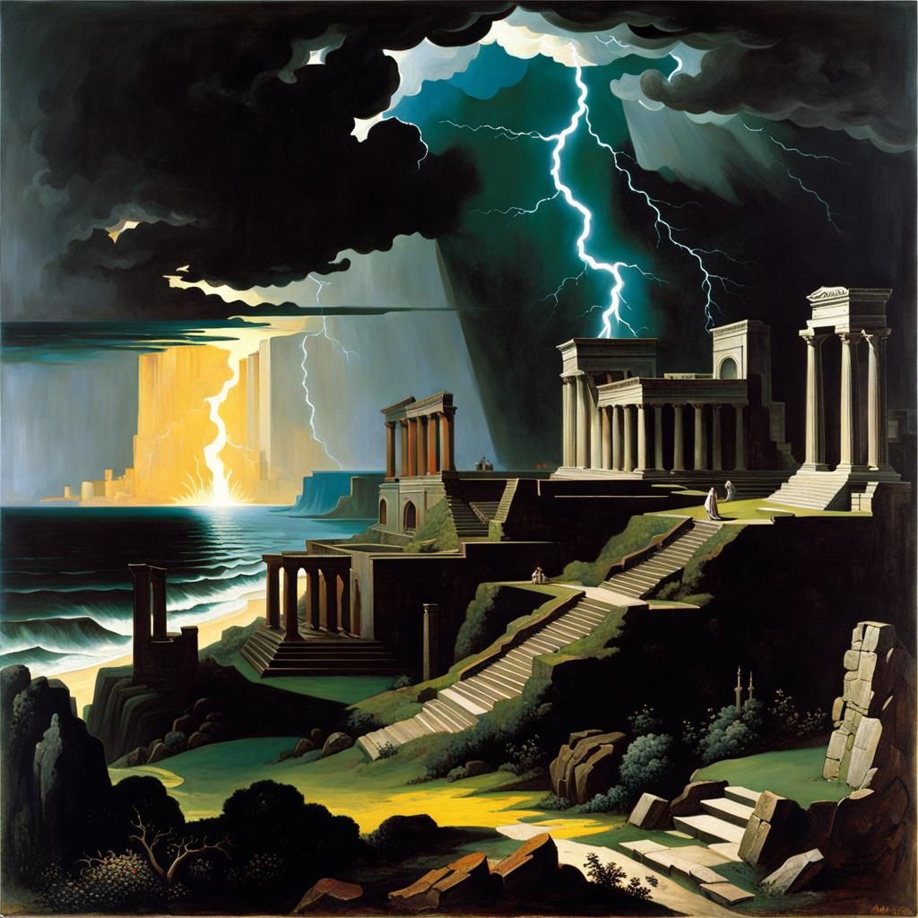 Epic Seaside Ruins in Ominous Landscape