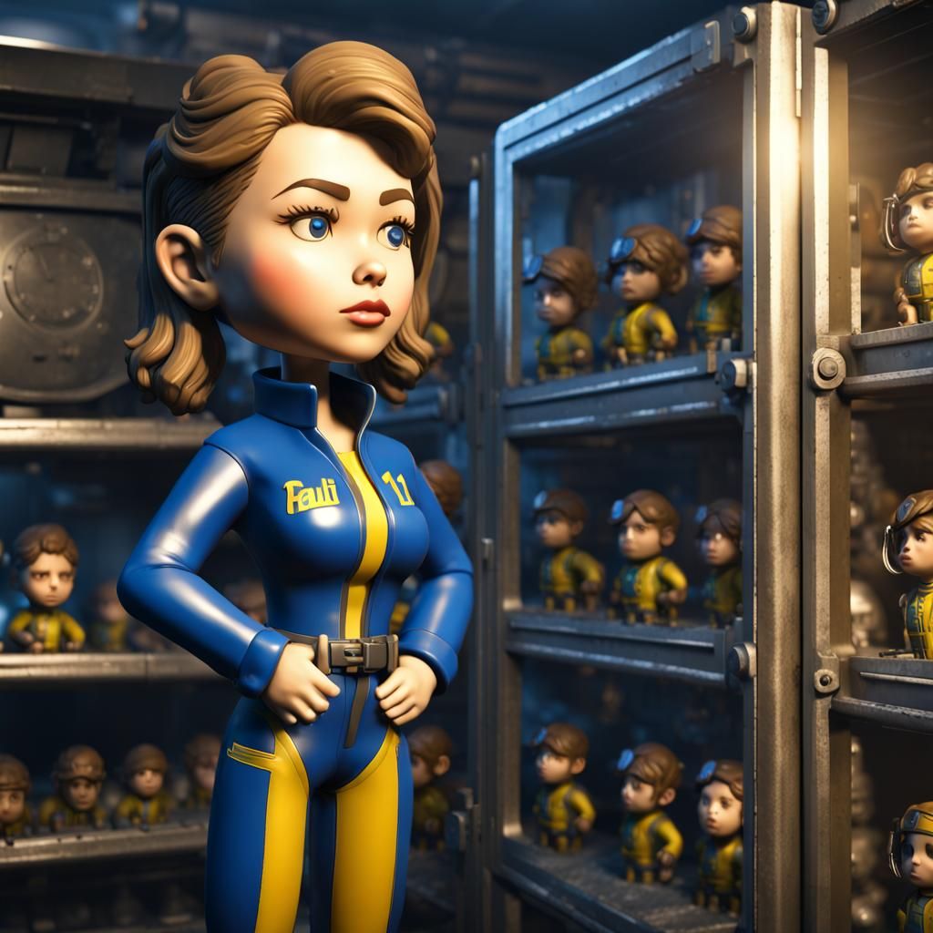 Vault 101 Girl with Bobbleheads in 3D
