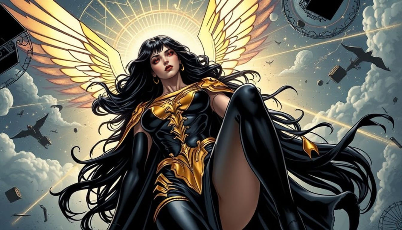 Fallen Goddess Descends in Midnight Elegance