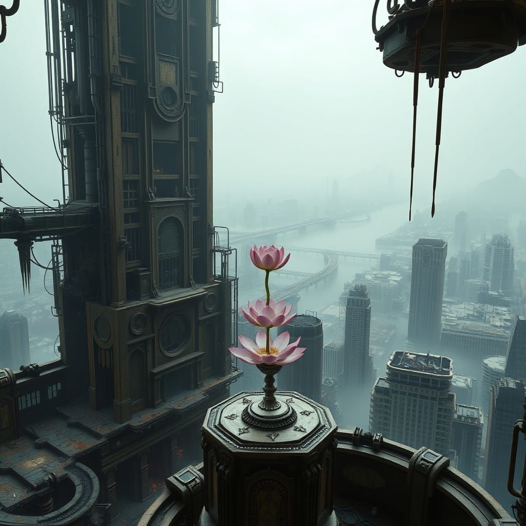 Villain's Penthouse Hideout in Post-Apocalyptic Skyscraper