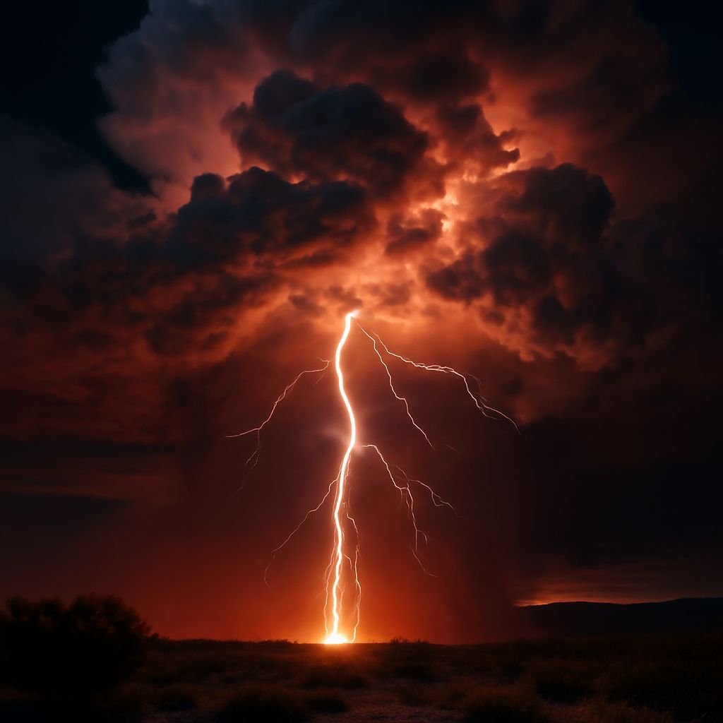 Spectacular Thunderstorm Unleashes Fiery Night