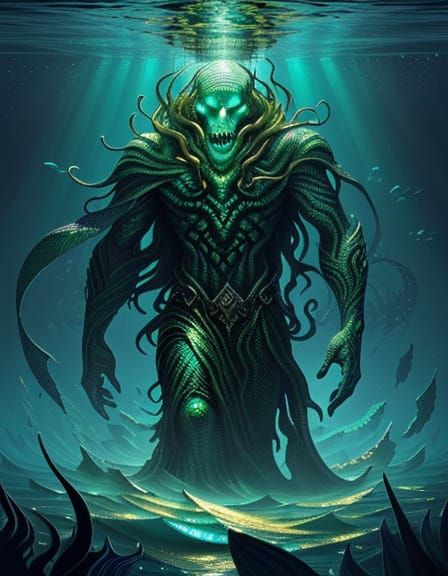 Vibrant Frankenmonster Rises from Ocean Depths in Cubist Dig...