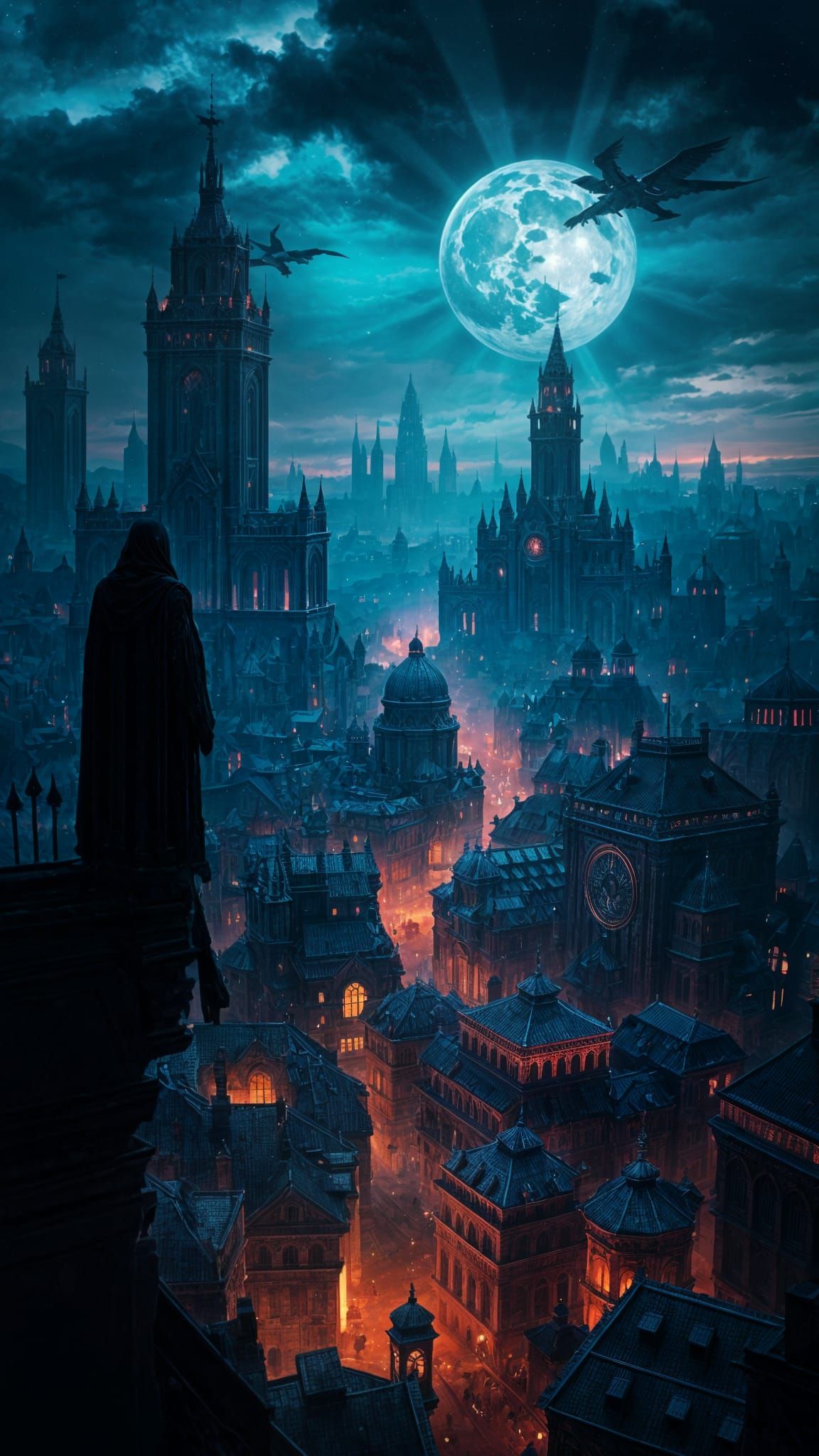 Dark AMOLED Phone Wallpaper: Detailed Matte Painting