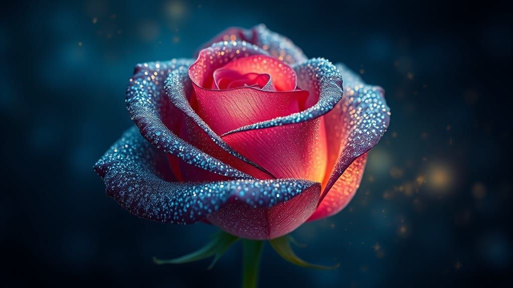Stardust Rose on Midnight Blue, Digital Art