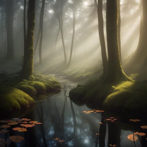 Fairy Drinks From Pond in Earthy Watercolor Style