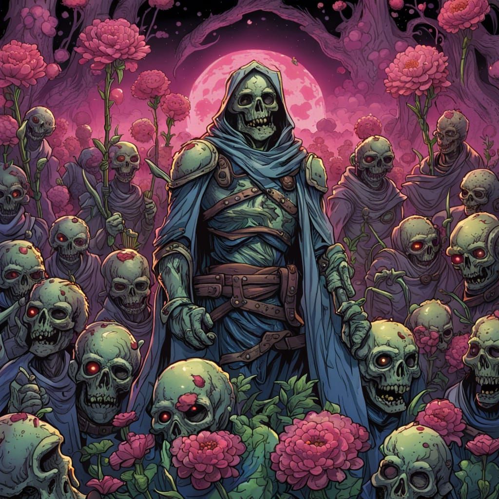 Medieval Flower Zombie Army: Comic Book Art