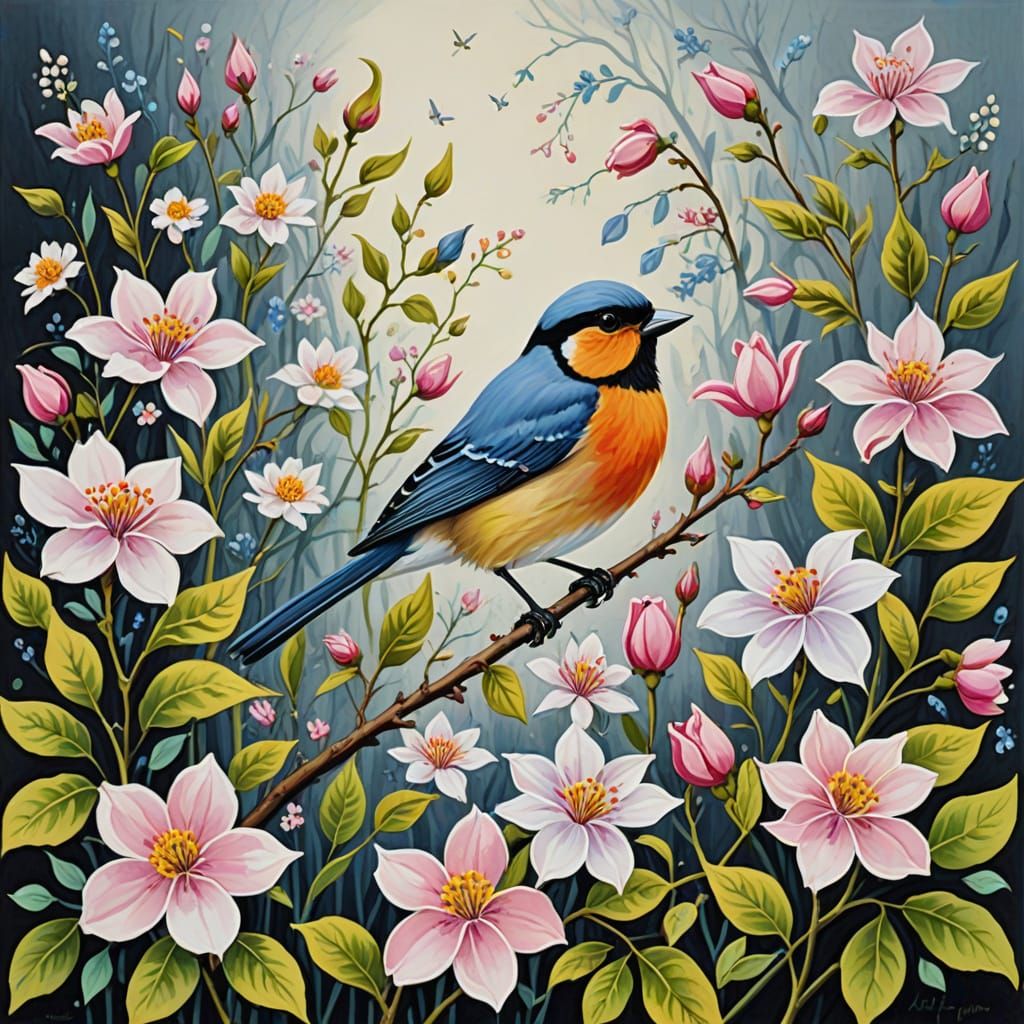 Surreal Spring Awakening in Vibrant Gouache