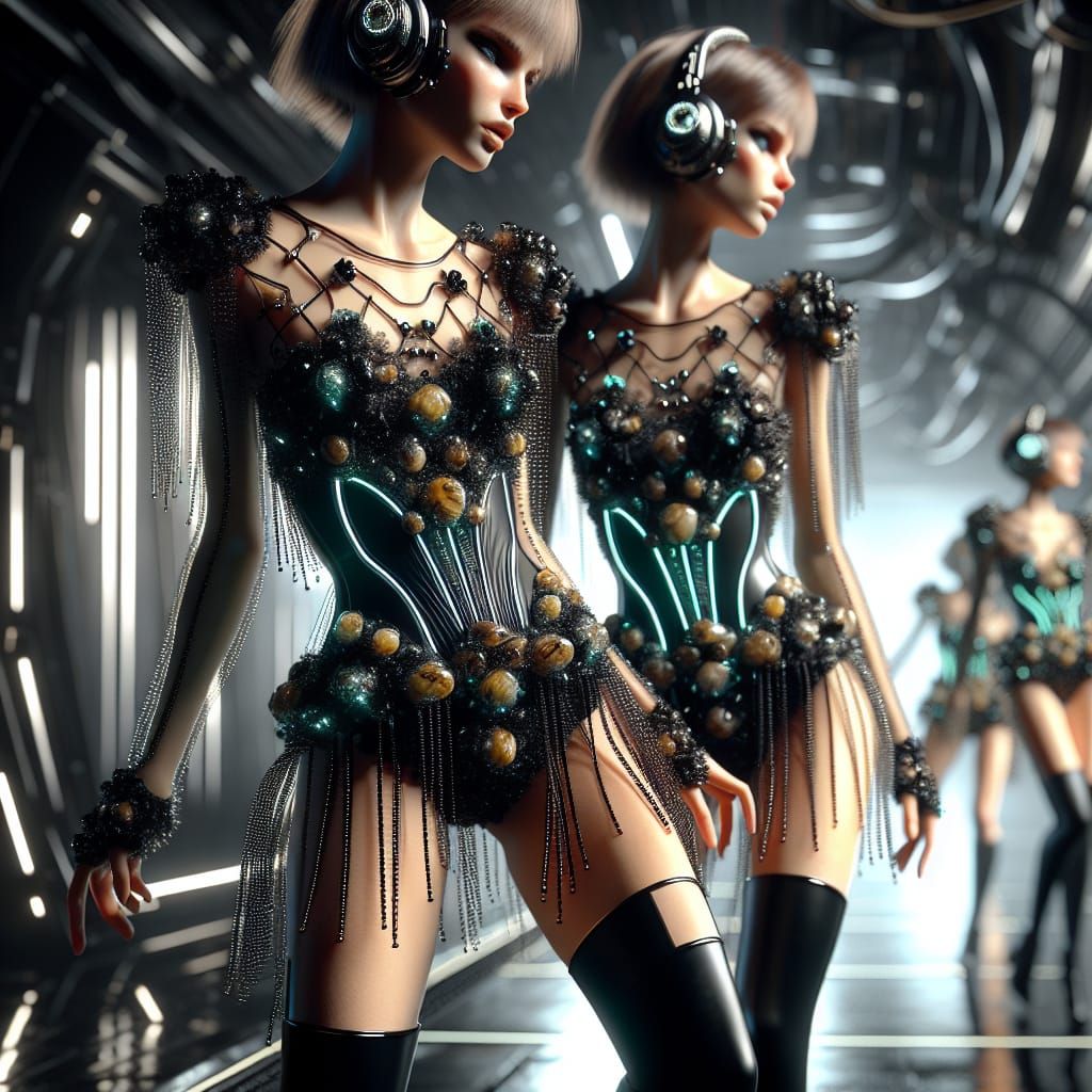 Androids in Deco-Steampunk Flapper Outfits