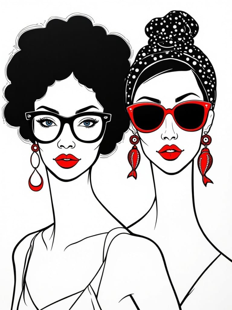 Whimsical Pop Art Portraits in Bold Colors and Simple Shapes