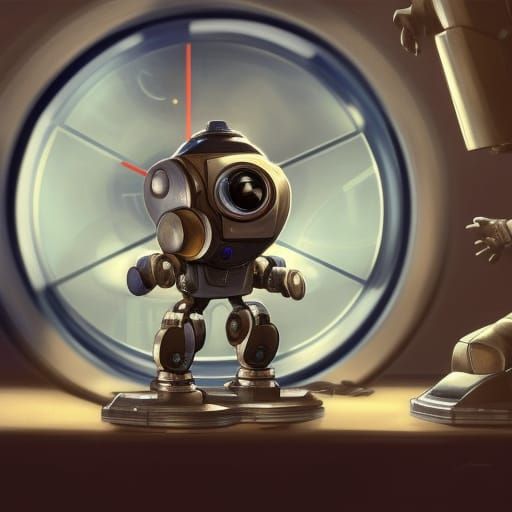 Clockwork Robot Assistant Portrait in Art Nouveau Style