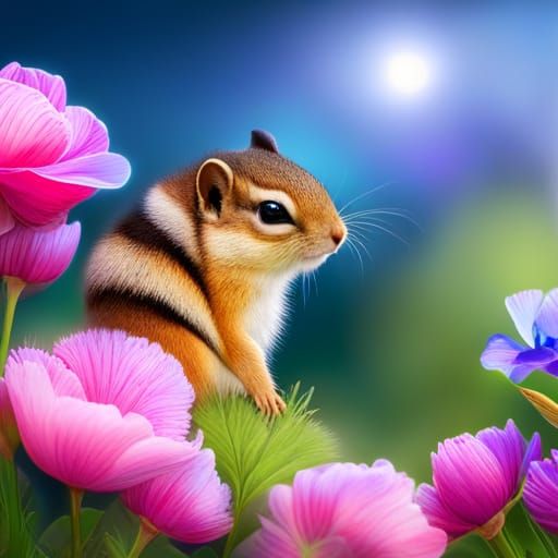 Portrait of a Cute Baby Chipmunk