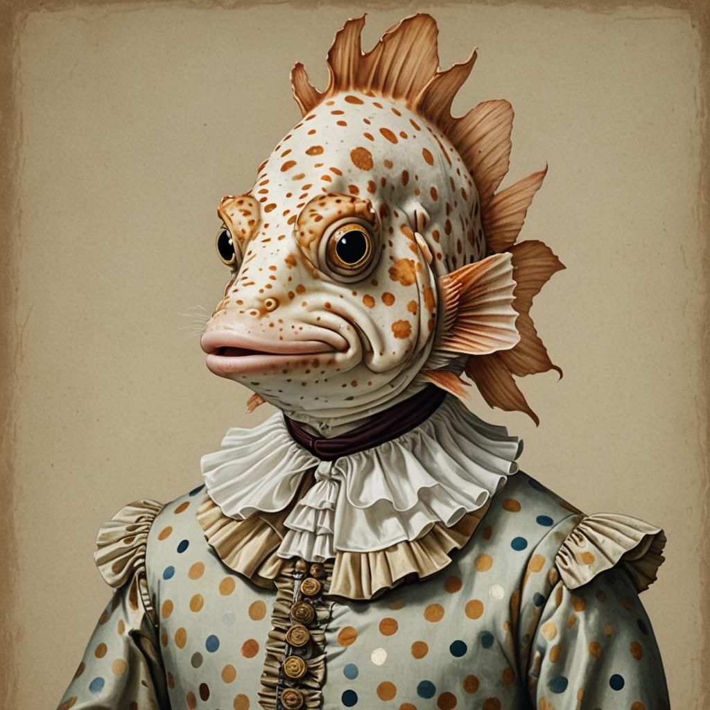 Spotted Handfish in Dutch Dress, Wes Anderson Style