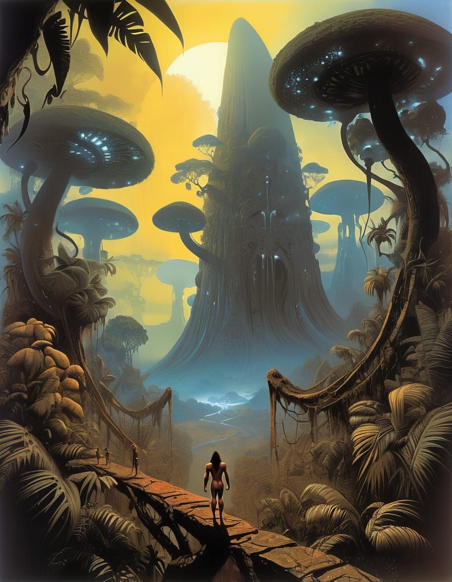 Hero in a Lush Jungle Environment in Realistic 3D Style