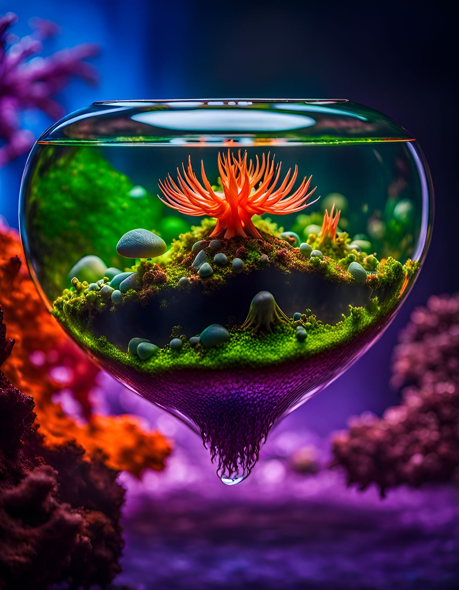 Floating Terrarium with Exidiopsis Effusa: Botanical Photogr...