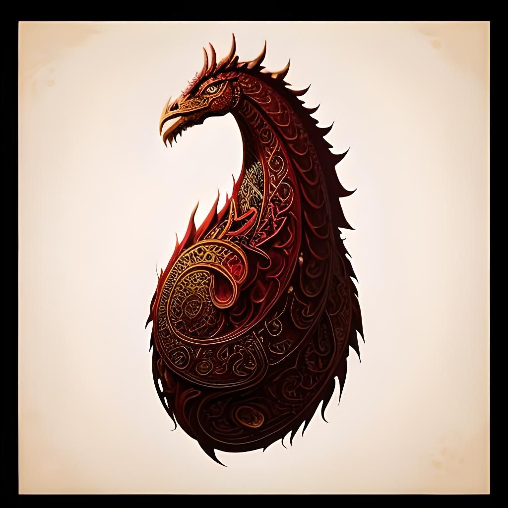 a dragon in paisley pattern