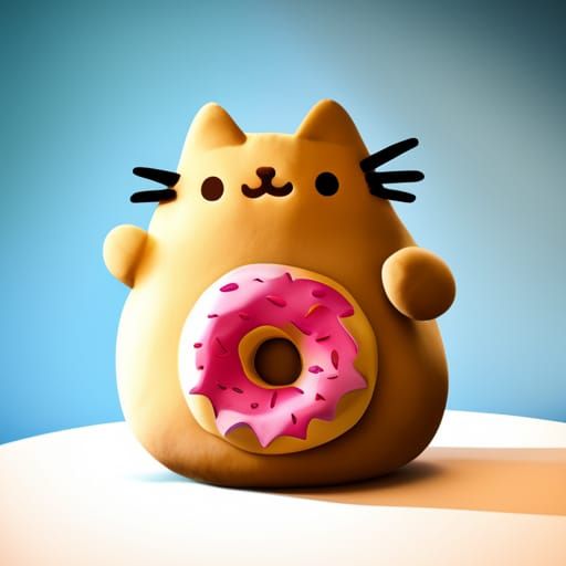 Pusheen Doughnut Cat Plushy in 3D Picasso Style