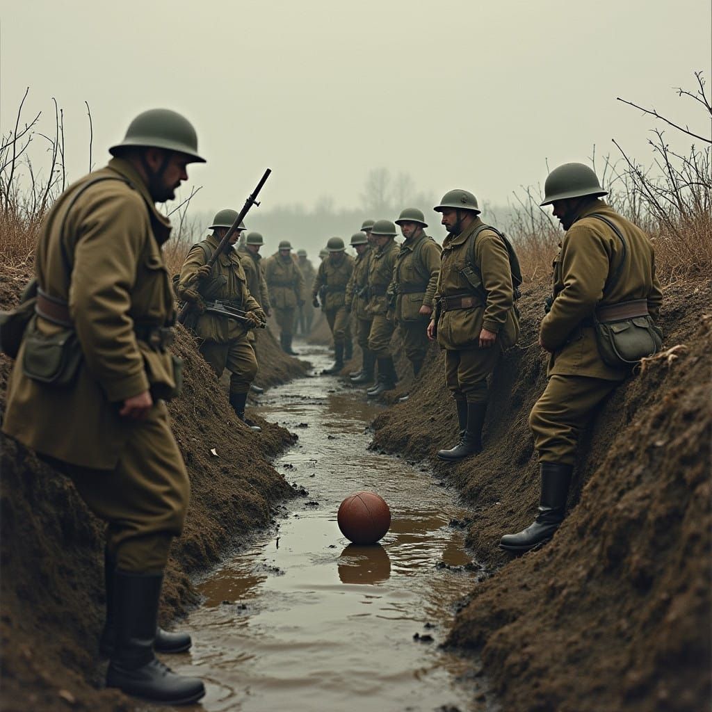 Christmas Truce Soldiers Play Football in Flanders