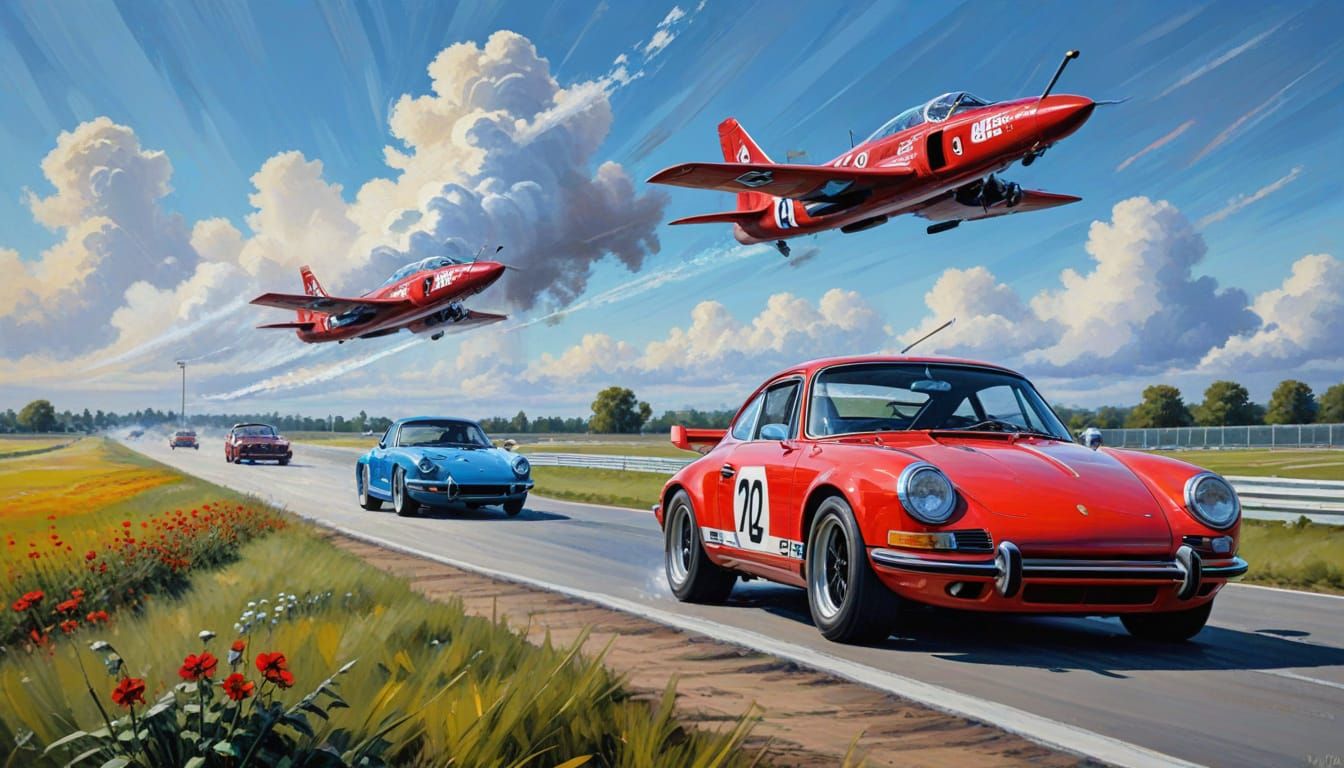 1972 Alpine A110 Racing Near F-15 Jets