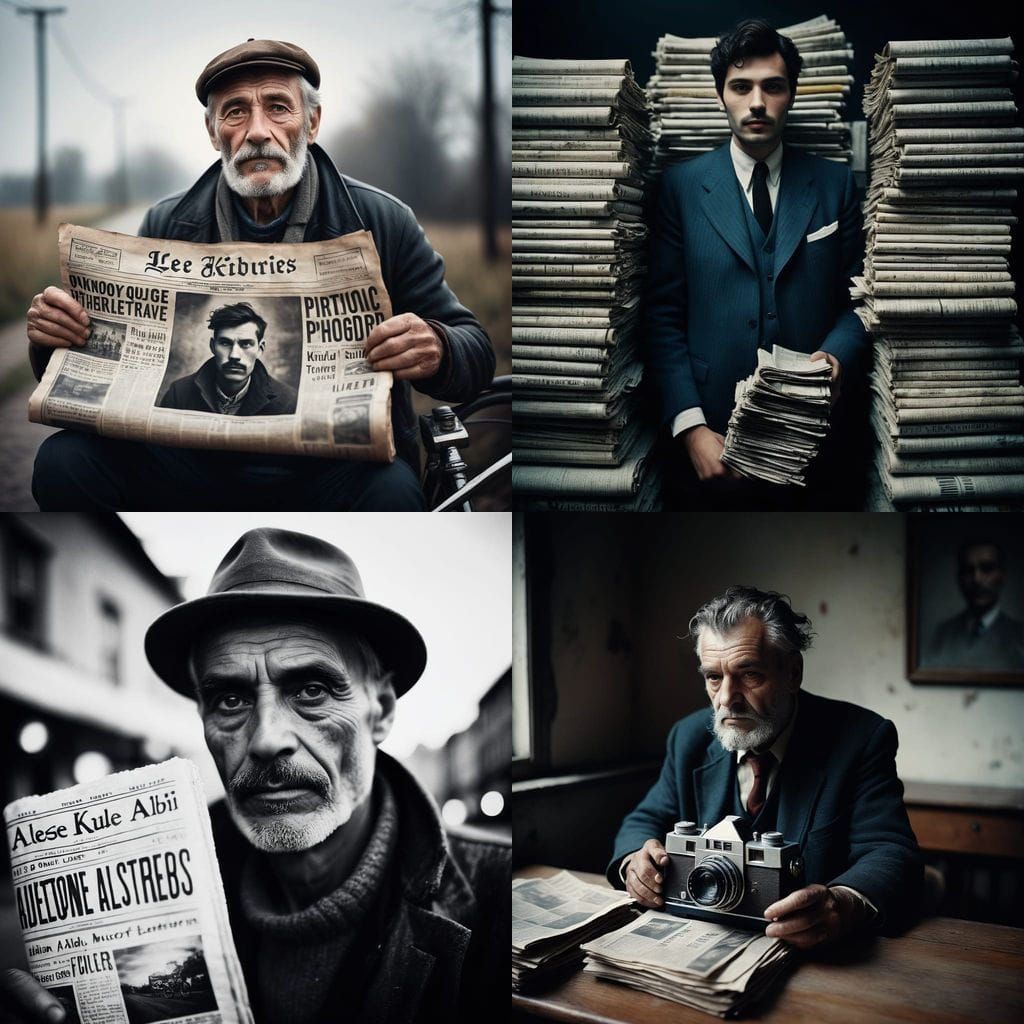 Vintage Photographer's Emblem in Distressed Newsprint