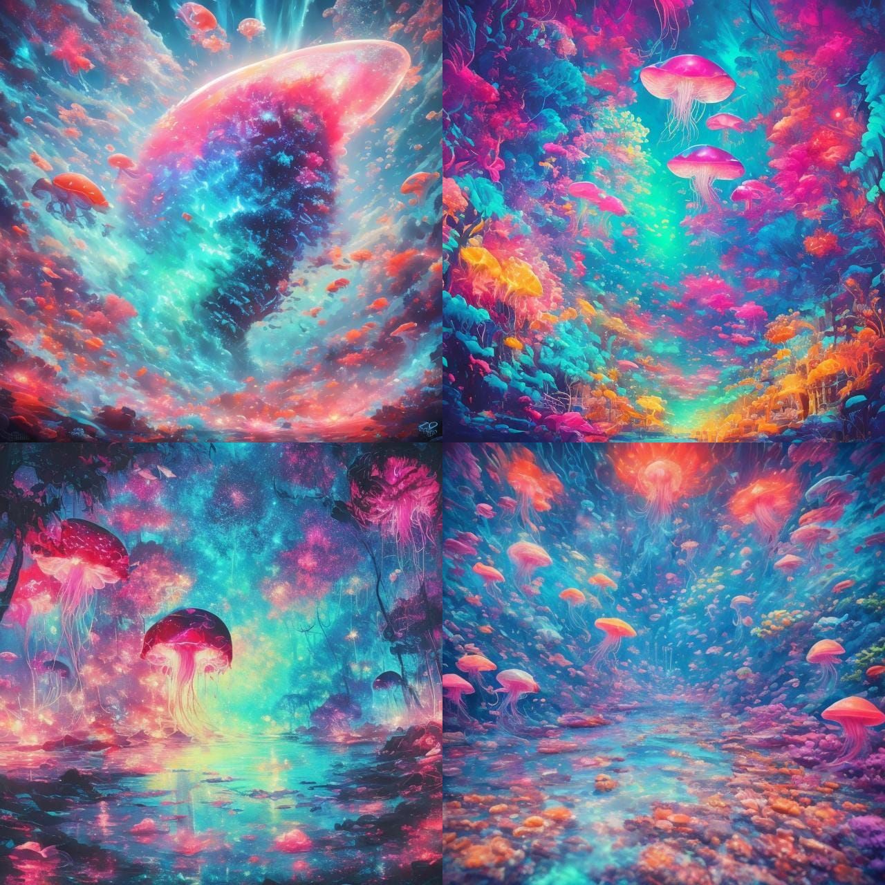 Luminous Jellyfish in Dark Waters: Digital Graffiti Art