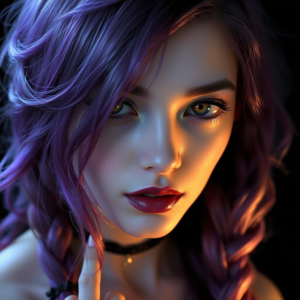 Ethereal Gothic Fantasy Portrait with Lavender Hair