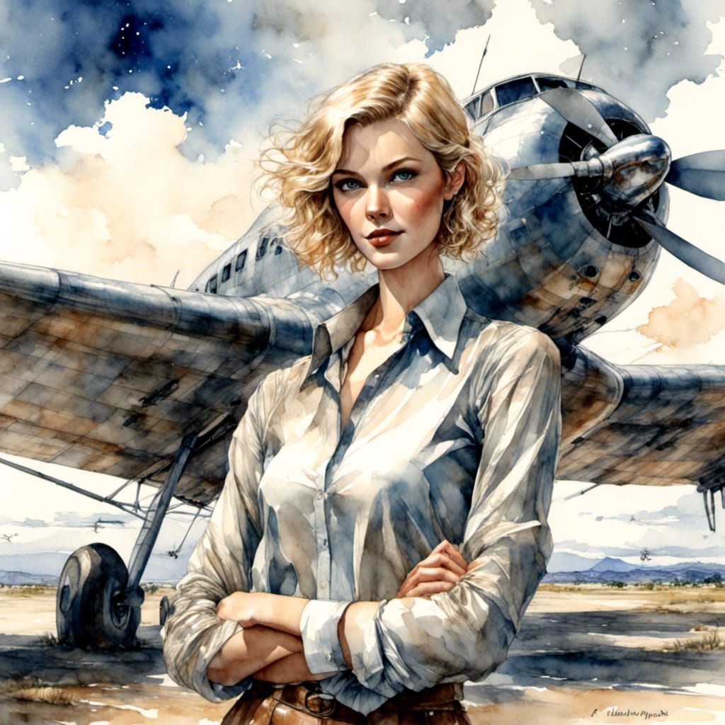 Amelia Earhart in Darwin with Lockheed Electra